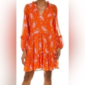 Vince Camuto Orange Ruffled Dress